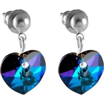 Náušnice Náušnice se Swarovski Elements, visací, tvar srdce, fialovoměnivá, 793902h