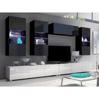 Obývací stěna GAB Obývací stěna LORONA 11, Bílá/Černá 300 cm