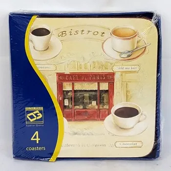 prostírání Korkové prostírání pod skleničky Káva Bistrot /10,5*10,5 cm/ - 4 ks