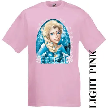 Dívčí tričko detske-levne-bavlnene-tricko-potisk-ledove-kralovstvi Barva: Pink - růžová, velikost: 104