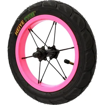 Odrážedlo zapletené kolo 12" přední kompletní včetně velovložky, duše, pláště černo/růžové