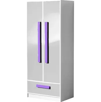 Dětský pokoj Casarredo Šatní skříň GULLIWER 1 bílá lesk/fialová
