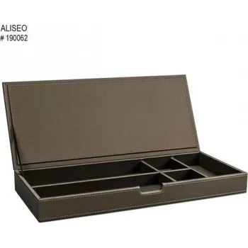 Úložný box ALISEO Kožená schránka s víkem 350 x 40 x 150 mm The Londoner Tradition, hnědošedá 190062