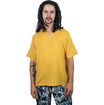 Pánská košile Kurta Lamon Mustard - pánská košile s krátkým rukávem, Sittar XL