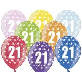 Silné Balónky 30cm metalické mix - narozeniny - Birthday No.21
