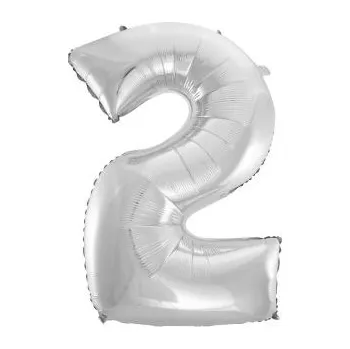 Balónek Balón foliový číslice STŘÍBRNÁ - SILVER 102 cm - 2