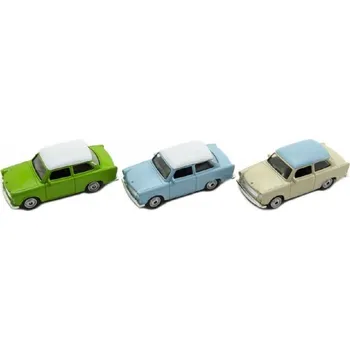 autíčko Teddies Auto Welly Trabant 1:60 kov - modrý s bílou střechou