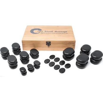Masážní kámen Fabulo, USA Sada lávových kamenů Fabulo - 36ks (v bambusové krabičce) + bambusová krabička