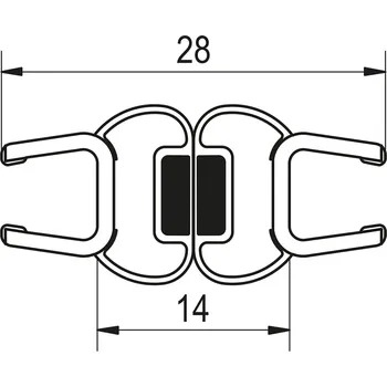 RONAL Svislé magnetické těsnění 180° na 5 a 6mm sklo, pár 42356.KD.2000