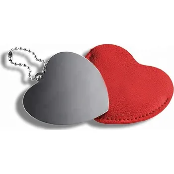 Přívěsek Šperky4U Ocelové kapesní zrcátko srdíčko, červené pouzdro - KZ013