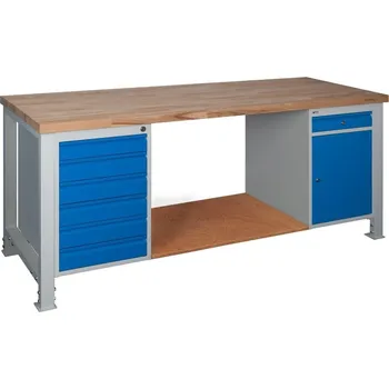 Průmyslová sponka Stavitelný dílenský stůl 2000 mm M6+M2, buková spárovka + doprava zdarma