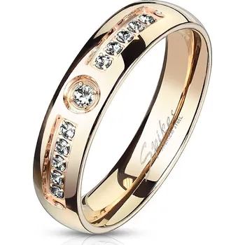 Prsten Ocelový prsten se zirkony, šíře 6 mm