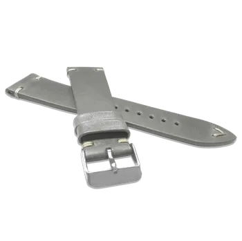 Řemínek na hodinky Šedý prošitý řemínek LAVVU RETRO z luxusní kuže Top Grain - 24 LSNUA24