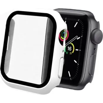 Pouzdro na mobilní telefon Enkay ochranné pouzdro s tvrzeným sklem pro Apple Watch 45mm - bílé