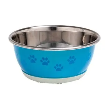 Miska pro psa Flamingo Miska nerez Pes SELECTA modrá s tlapkami 13cm 500ml