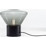 Brokis Muffins wood 01, designová lampa z foukaného skla, šedé kouřové sklo/černé dřevo, 1x60W E27, výška 34,5cm