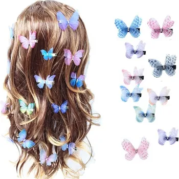 Sponky motýlci do vlasů - 10 kusů sada mix barev