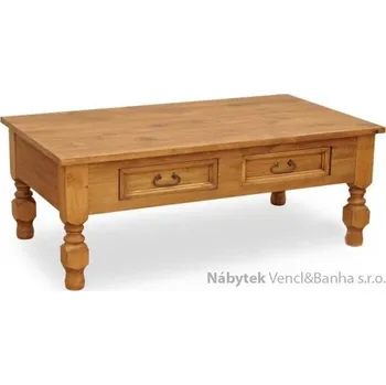 Konferenční stolek dřevěný rustikální stylový konferenční stolek z masivního dřeva borovice Mexicana CEN06 euromeb