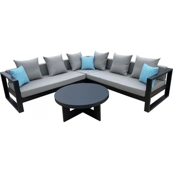 Zahradní sestava Luxusní rohová zahradní souprava - černá - ROYAL