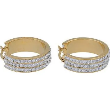 Náušnice Doria Náušnice kruhy zlaté z oceli s krystalky J156