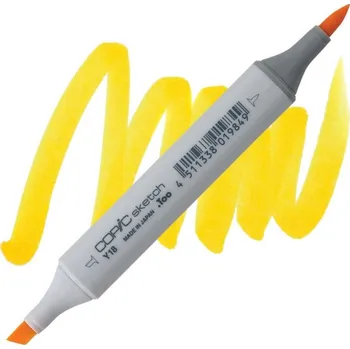 Lihová fixa COPIC Sketch oboustranná Brush & Chisel, Y18 Lightning yellow