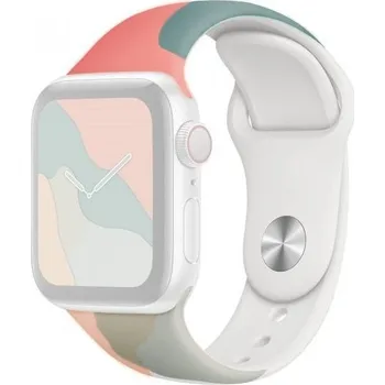 Řemínek na hodinky Silikonový řemínek s abstraktním vzorem pro Apple Watch 42mm / 41mm / 40mm / 38mm - korálovotyrkysový