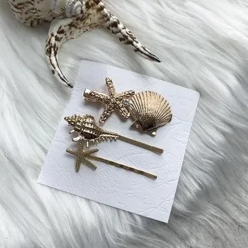 Ozdoba do vlasů Sponky do vlasů s mušličkami zlaté (SP38)