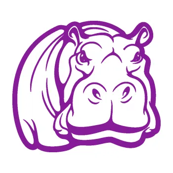 Samolepící dekorace Hroch 004 pravá (14 - fialová) SAMOLEPKA NA AUTO, NÁLEPKA, FÓLIE, POLEP, TUNING, VLASTNÍ TEXT, TISK, AUTOSAMOLEPKY.cz, POLEPY, OBRÁZEK, LOGO, 3D STICKERS