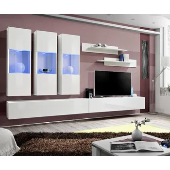 Obývací stěna Obývací Stěna Fly E+Sklo Bily Ww Fy E2