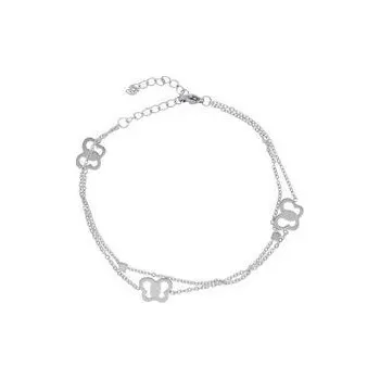 Náramek Doria Náramek na nohu (L198) s motýlky stříbrný