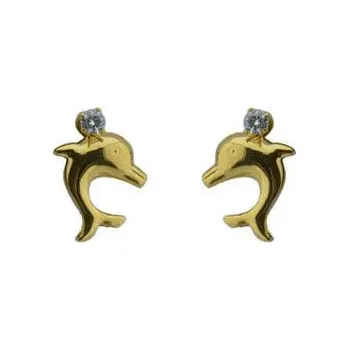 Náušnice Doria Náušnice z oceli zlaté delfíni s krystaly C298