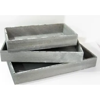 Obal na květináč Dřevěný podnos šedý - 40 x 19 x 3 cm