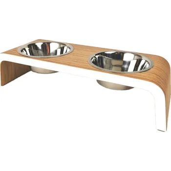 Miska pro psa Playwoodworks Miska Monolit Double 1,8l vysoká bílá