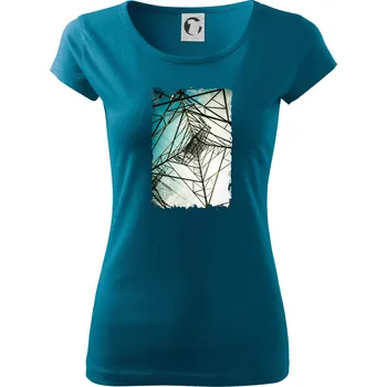 Dámské oblečení Barevné nebe - stožáry vysokého napětí - Dámské triko Pure - 2XL ( Petrolejová )
