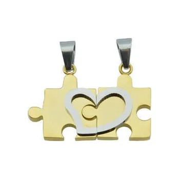 Přívěsek Doria Přívěsky zlaté pro dva z oceli PUZZLE F074