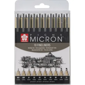 Kancelářské potřeby Technické linery SAKURA Pigma Micron, set 10ks