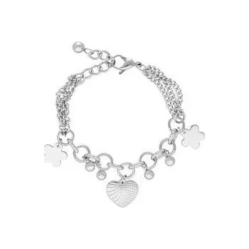 Náramek Doria Náramek stříbrný z oceli s přívěsky L267