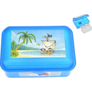 Svačinový box TVAR Box s dělící přepážkou 180 x 130 x 70 mm, piráti, modrá