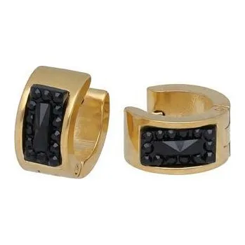 Náušnice Doria Náušnice kruhy zlaté s černými krystaly C206