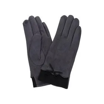 Rukavice Dámské rukavice šedé s černou mašličkou PRIUS