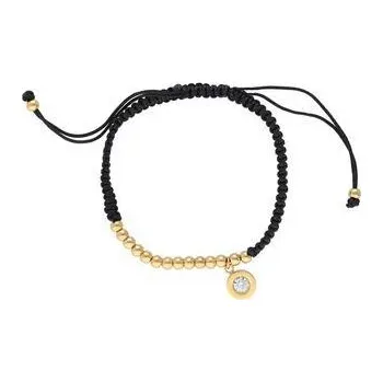 Náramek Doria Náramek z oceli zlatý na šňůrce s krystalem L467