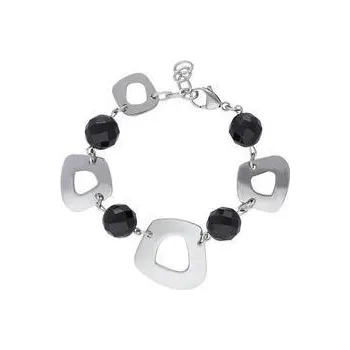 Náramek Doria Náramek stříbrný z oceli s černými korálky