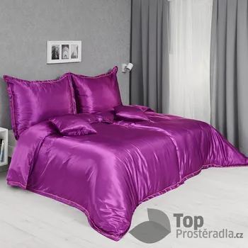 Povlečení TP Třídílná sada saténového povlečení fialové 3 140 x 200 cm, 70 x 90 cm