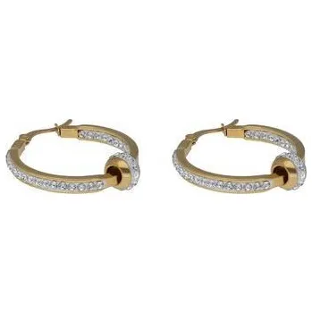Náušnice Doria Náušnice kruhy zlaté z oceli s krystalky J158