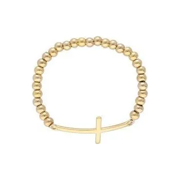 Náramek Doria Náramek zlatý z korálků z oceli s křížem N107