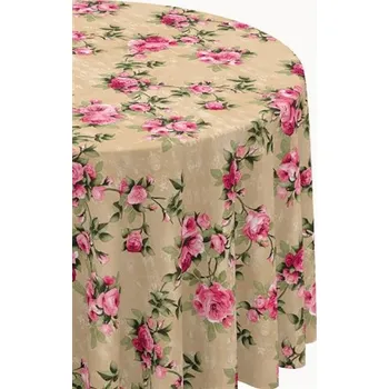 ubrus Ubrus PVC 167A růže na světle hnědém podkladu 20 m x 140 cm