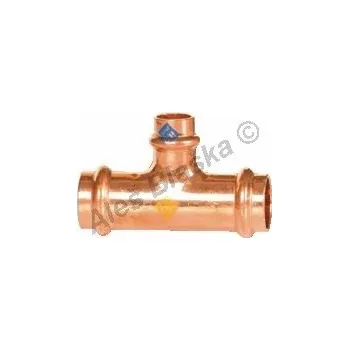 Instalatérský materiál FRABO - Itálie | CU měděný T-kus redukovaný FxFxF , lisovací, PRESS, na měď trubky - 22x15x18 FP.9131