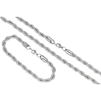 Řetízek Doria Set šperků proplétaný z oceli stříbrný A139