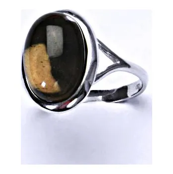 Prsten Stříbrný prsten, přírodní záhněda, prstýnek ze stříbra, T 1454