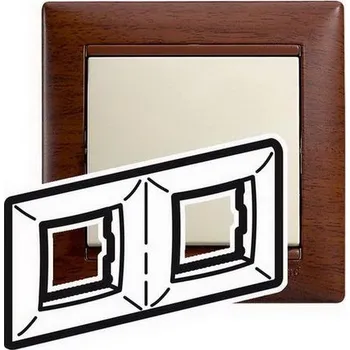 vypínač VALENA RÁMEČEK 2-NÁSOBNÝ HORIZONTÁLNÍ TÓNOVANÉ DŘEVO LEGRAND 770312